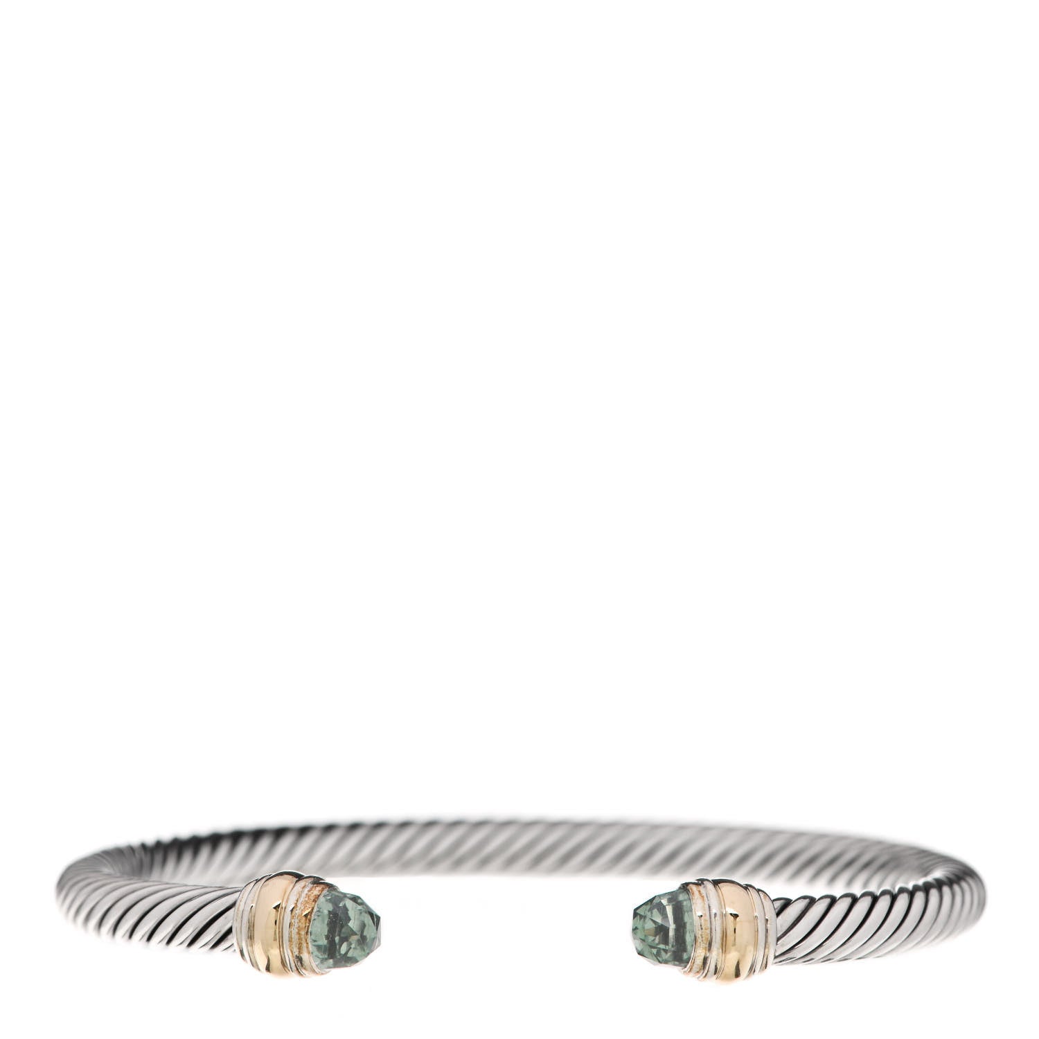 David Yurman Sterling Silver 14K Yellow Gold Prasiolite 5mm Cable Classics Bracelet 1 of 4