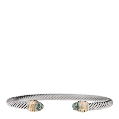 David Yurman Sterling Silver 14K Yellow Gold Prasiolite 5mm Cable Classics Bracelet 1 of 4