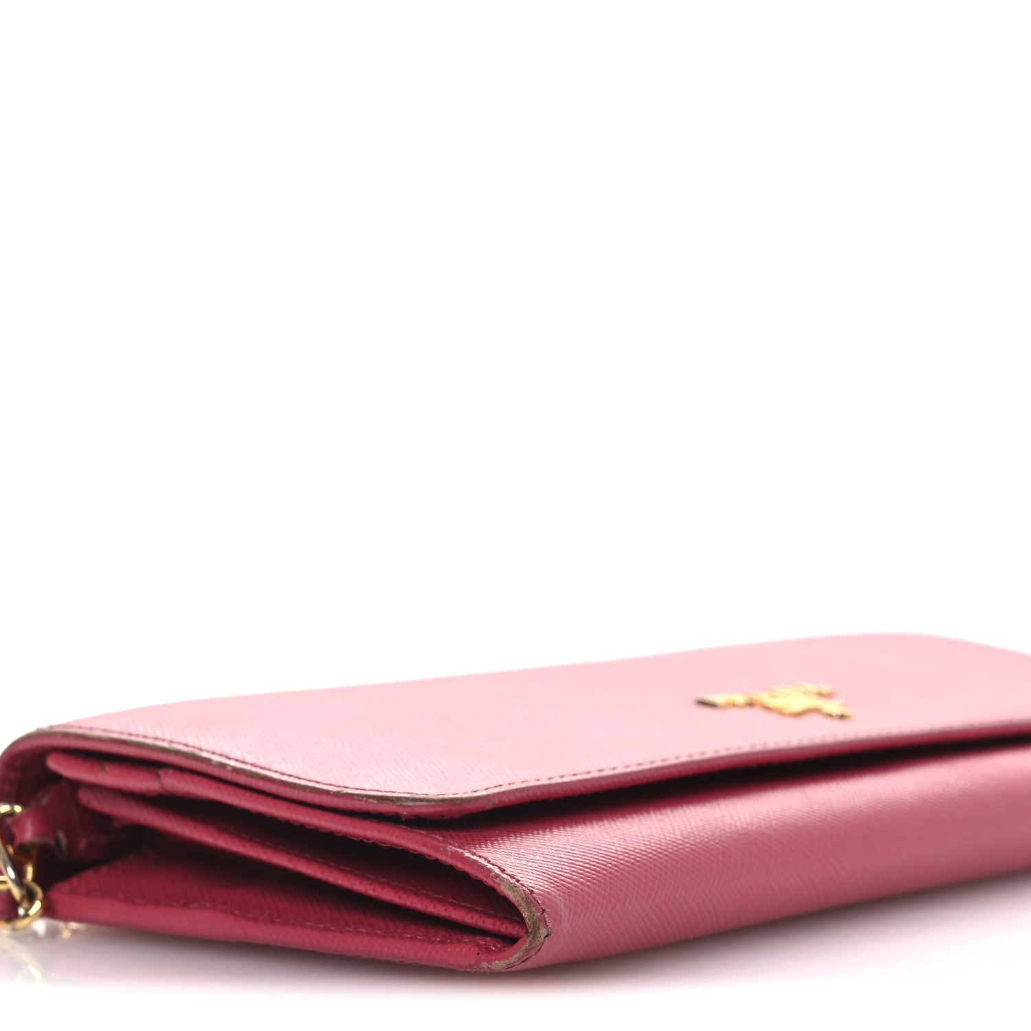 Prada Saffiano Metal Oro Chain Wallet Peonia 9 of 15