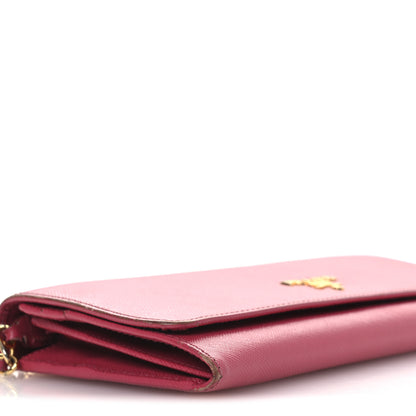 Prada Saffiano Metal Oro Chain Wallet Peonia 9 of 15