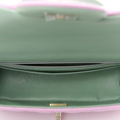 Chanel Lambskin Quilted Bi-Color Mini Top Handle Rectangular Flap Light Lilac Light Green 5 of 11