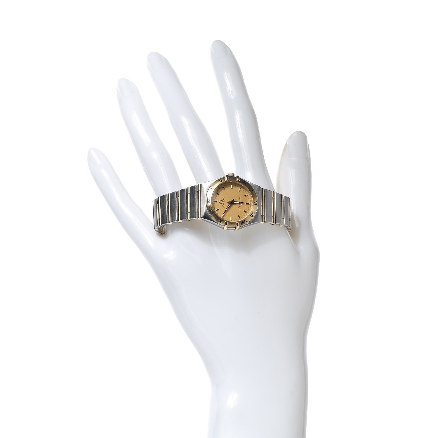 Omega Stainless Steel 18K Yellow Gold 25mm Constellation 95 Quartz Watch Champagne 1272.10.00 2 of 7