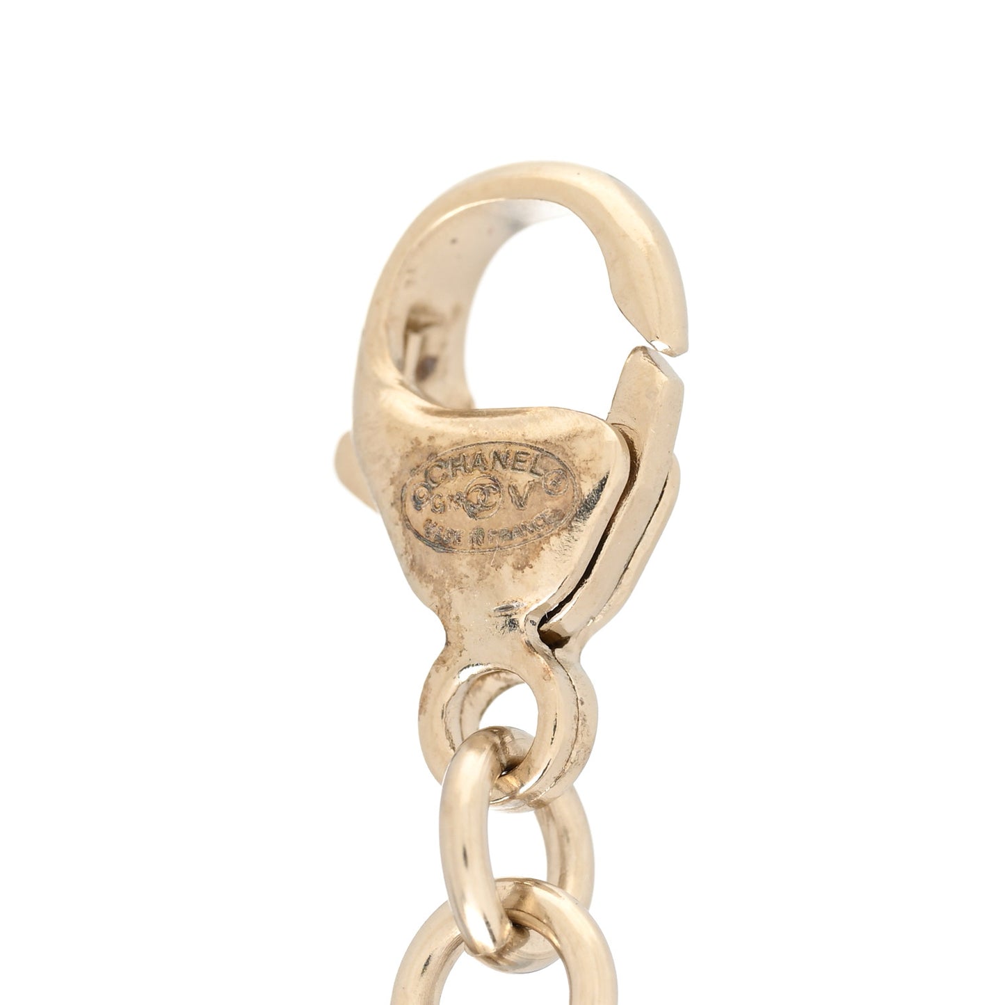 Crystal Enamel Pearl CC Bracelet Black Gold