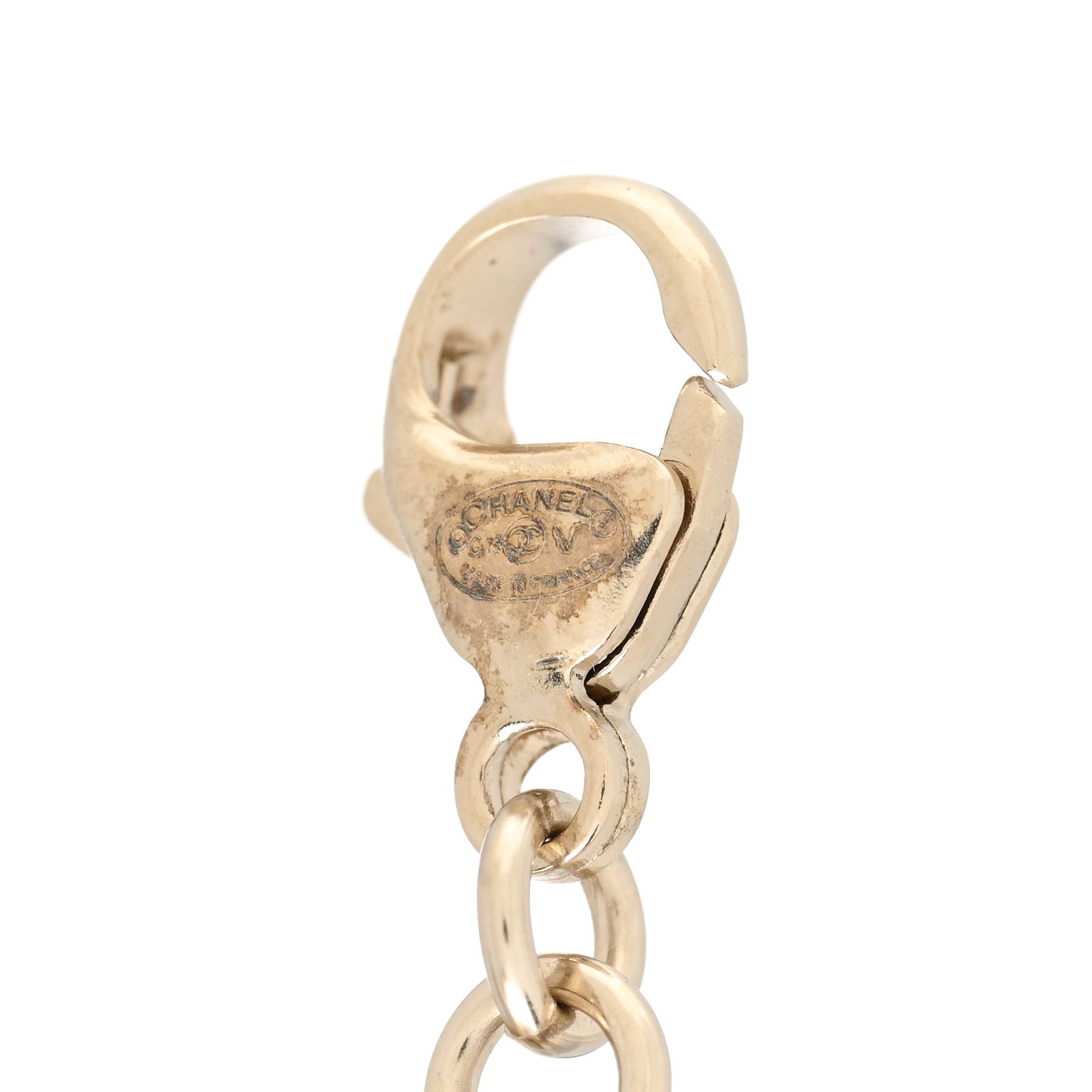 Chanel Crystal Enamel Pearl CC Bracelet Black Gold 4 of 5