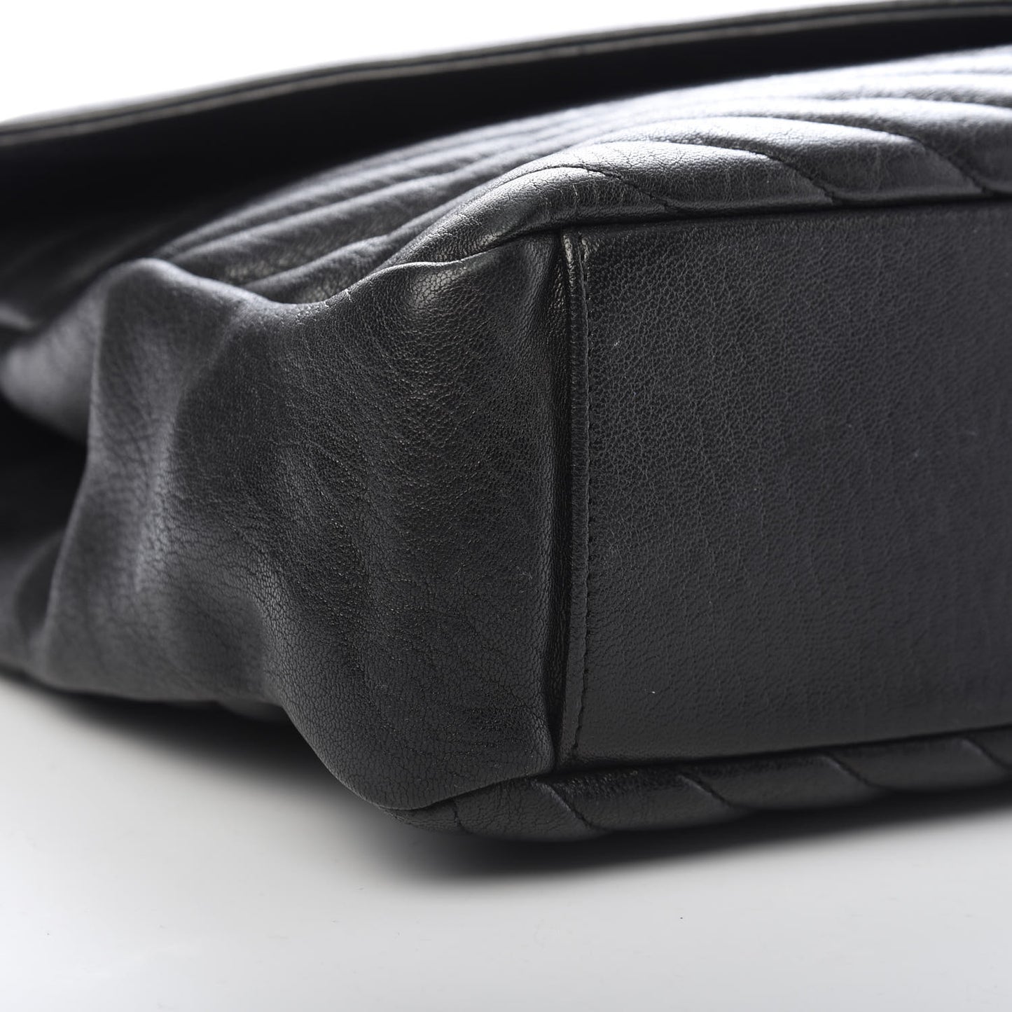 Sheepskin Matelasse Chevron Monogram Large College Satchel Black