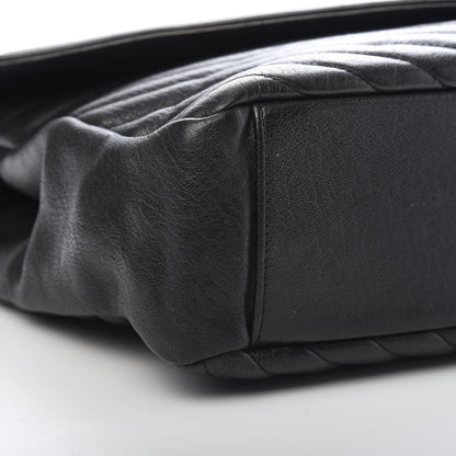 Saint Laurent Sheepskin Matelasse Chevron Monogram Large College Satchel Black 9 of 11