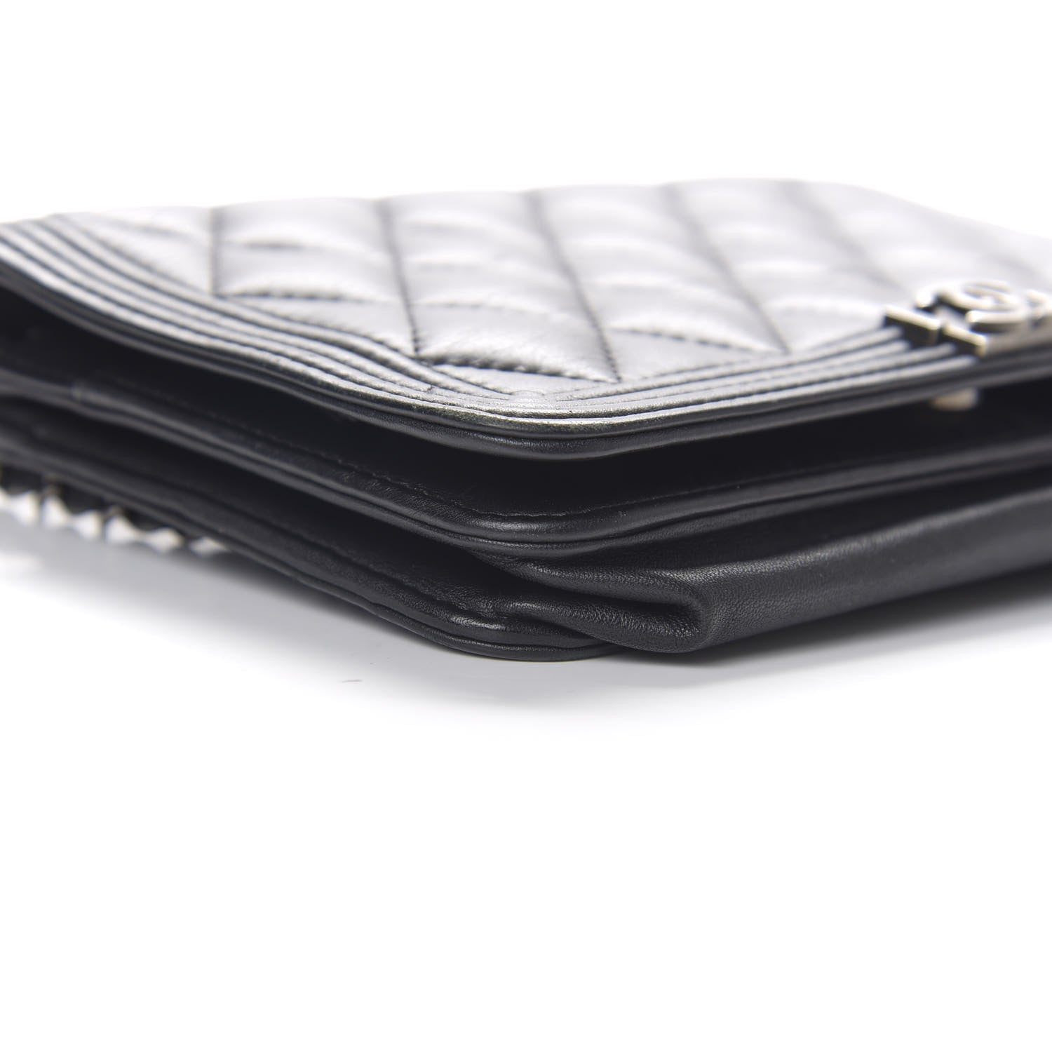 Chanel Calfskin Quilted Boy Wallet On Chain WOC Black 5 of 14