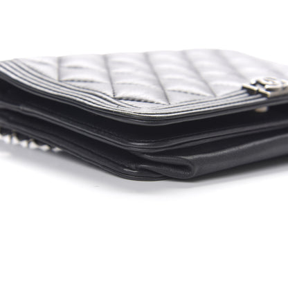 Chanel Calfskin Quilted Boy Wallet On Chain WOC Black 5 of 14