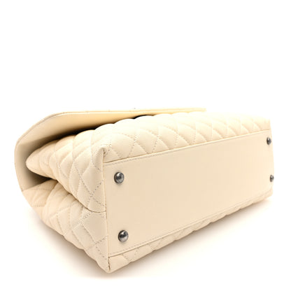 Chanel Caviar Lizard Quilted Medium Coco Handle Flap White 4 of 10