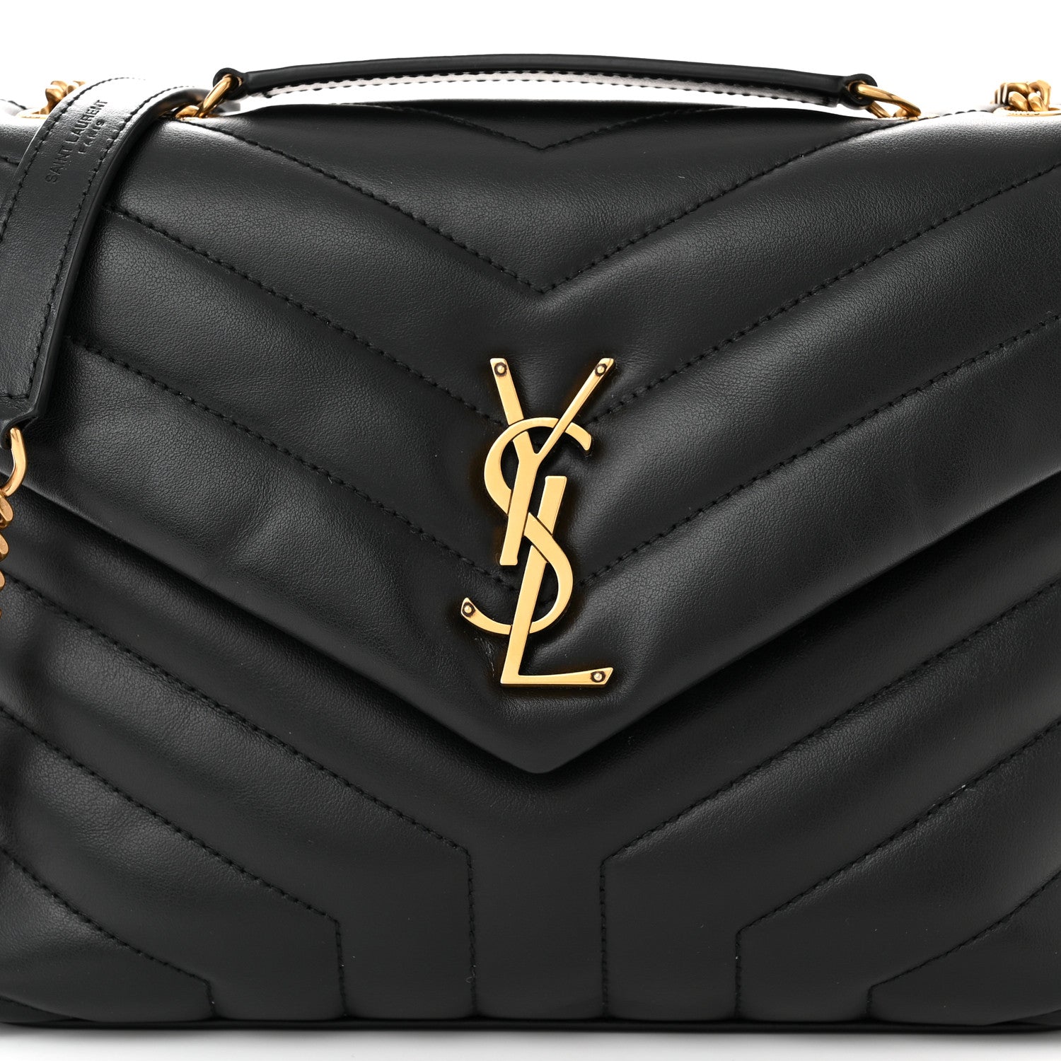 Saint Laurent Calfskin Y Quilted Monogram Small Loulou Chain Satchel Black 8 of 14