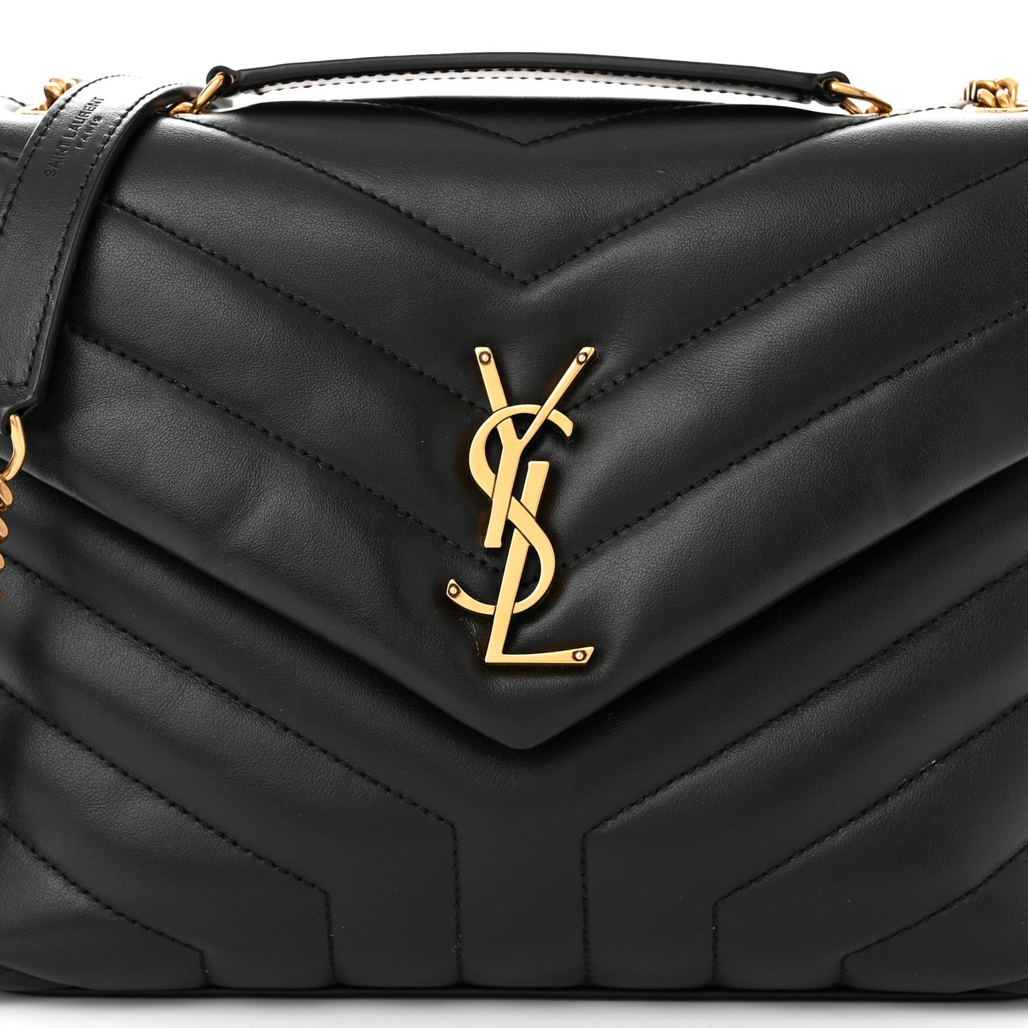 Calfskin Y Quilted Monogram Small Loulou Chain Satchel Black