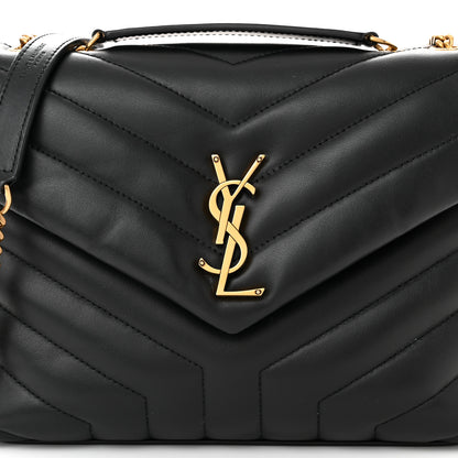 Saint Laurent Calfskin Y Quilted Monogram Small Loulou Chain Satchel Black 8 of 11