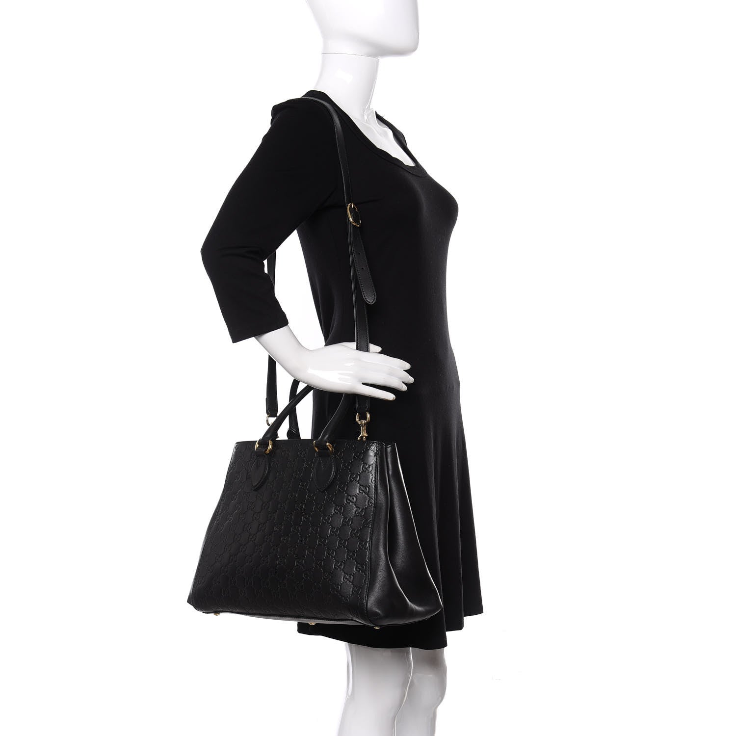 Gucci Soft Guccissima Signature Top Handle Tote Bag Black 2 of 10
