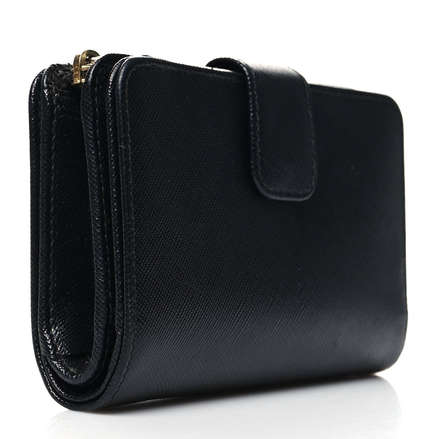 Prada Saffiano Metal Compact Wallet Black 3 of 8