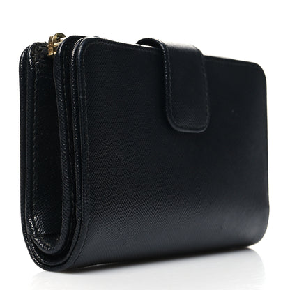 Prada Saffiano Metal Compact Wallet Black 3 of 8