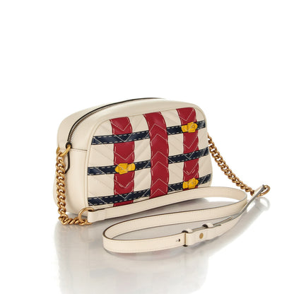 Gucci Calfskin Matelasse Trompe L'Oeil Print Small GG Marmont Chain Shoulder Bag White 3 of 7