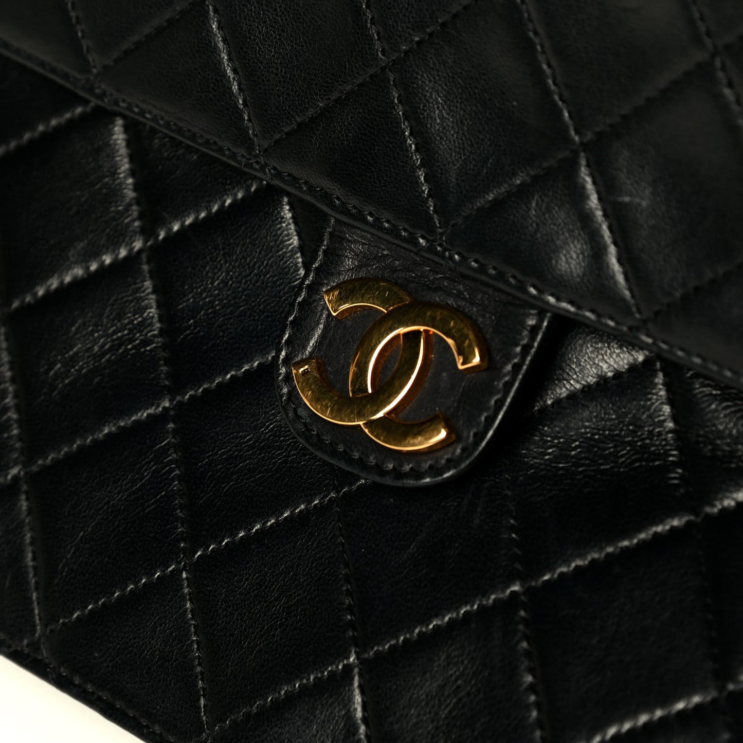 Lambskin Quilted Jumbo Single Flap Black