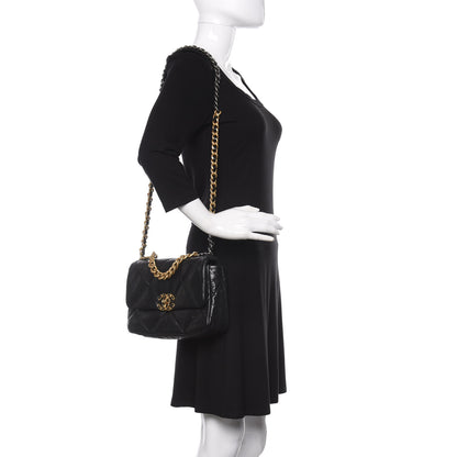 Chanel Goatskin Quilted Medium 19 Flap Black 2 of 11