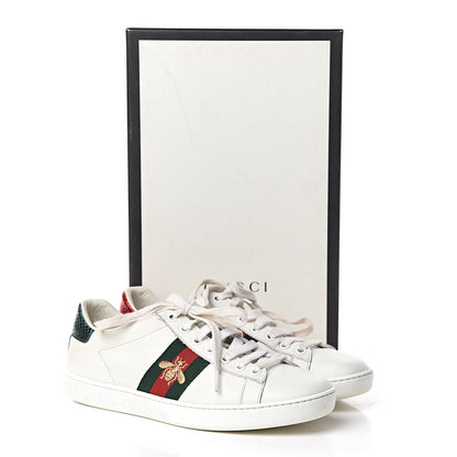 Gucci Calfskin Ayers Bee Embroidered Womens Ace Sneakers 36 White Green 21 of 21