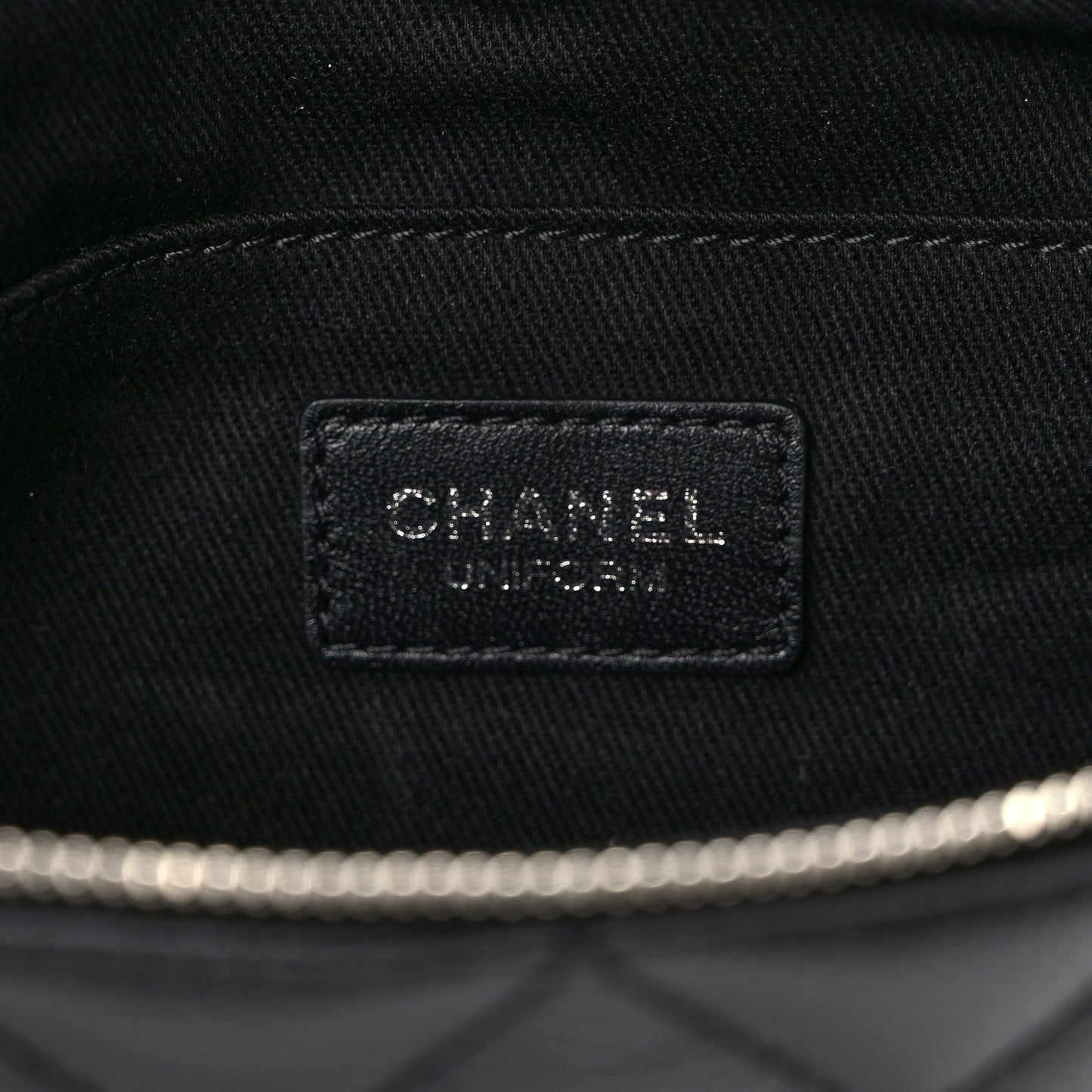 Grained Calfskin Quilted Waist Belt Bag Black