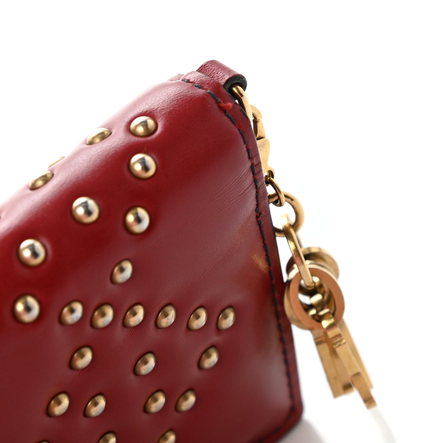 Lambskin Cannage Studded Lady Dior Card Holder Deep Red