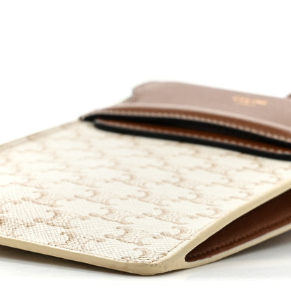 Celine Triomphe Canvas Lambskin Phone Pouch With Flap White Tan 11 of 11