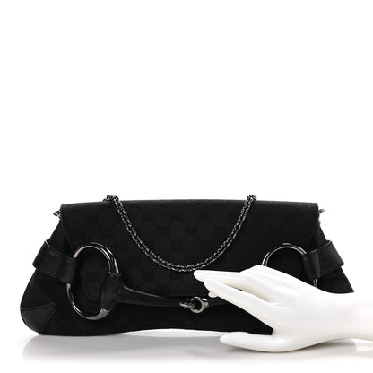 Gucci Monogram Horsebit Chain Clutch Black 2 of 10