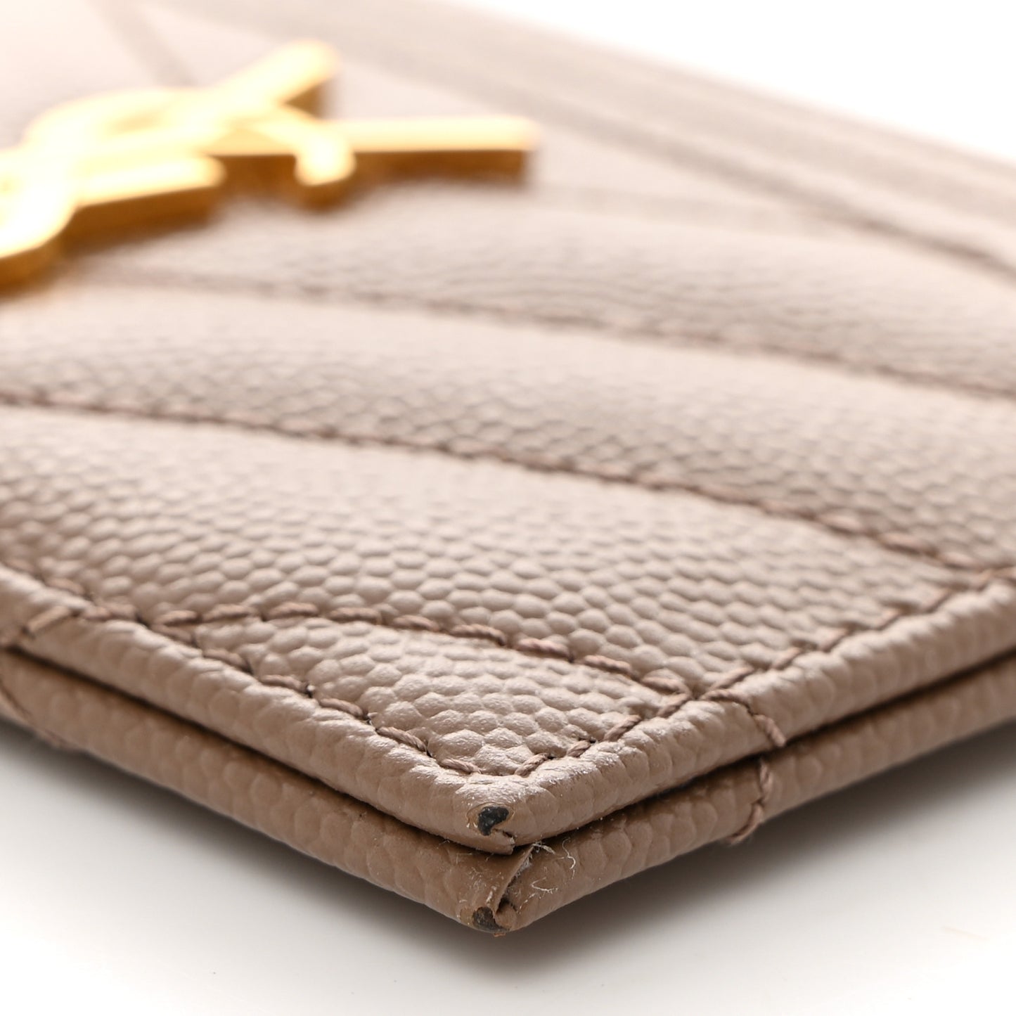 Grain De Poudre Matelasse Chevron Monogram Credit Card Case Natural Dark