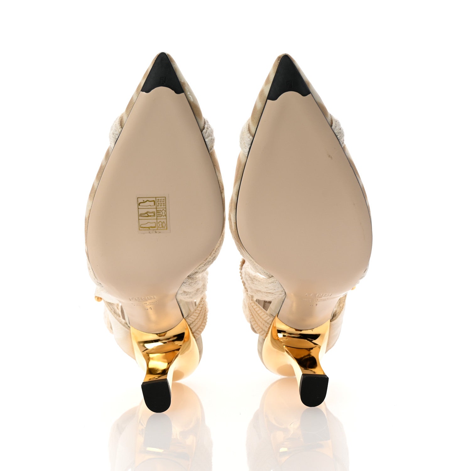 Fendi Technical Mesh FF Colibri 85mm Slingback Pumps 41 Avorio Tortora Connecticut 6 of 9