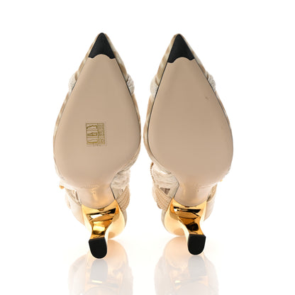 Fendi Technical Mesh FF Colibri 85mm Slingback Pumps 41 Avorio Tortora Connecticut 6 of 9