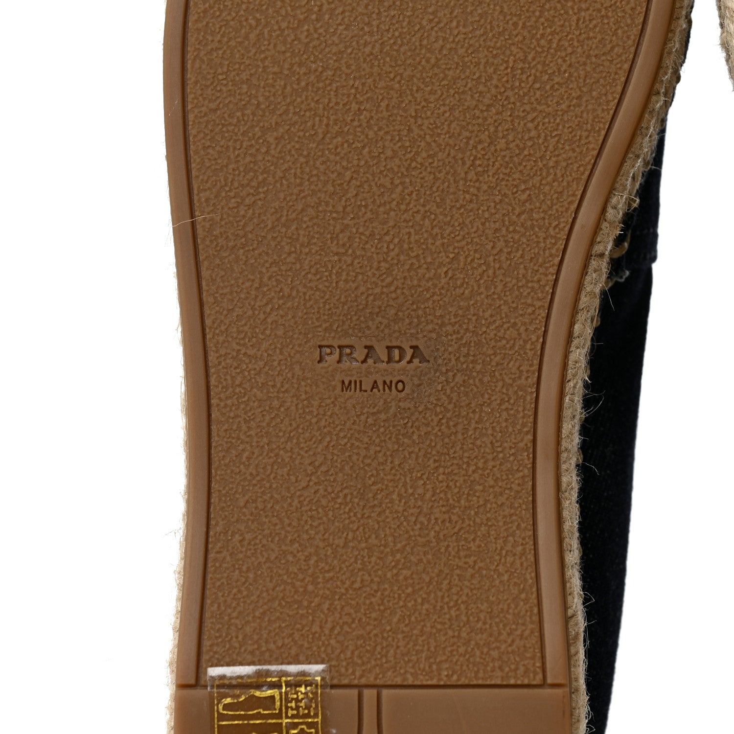 Prada Denim Logo Espadrilles 38.5 Blue 6 of 8