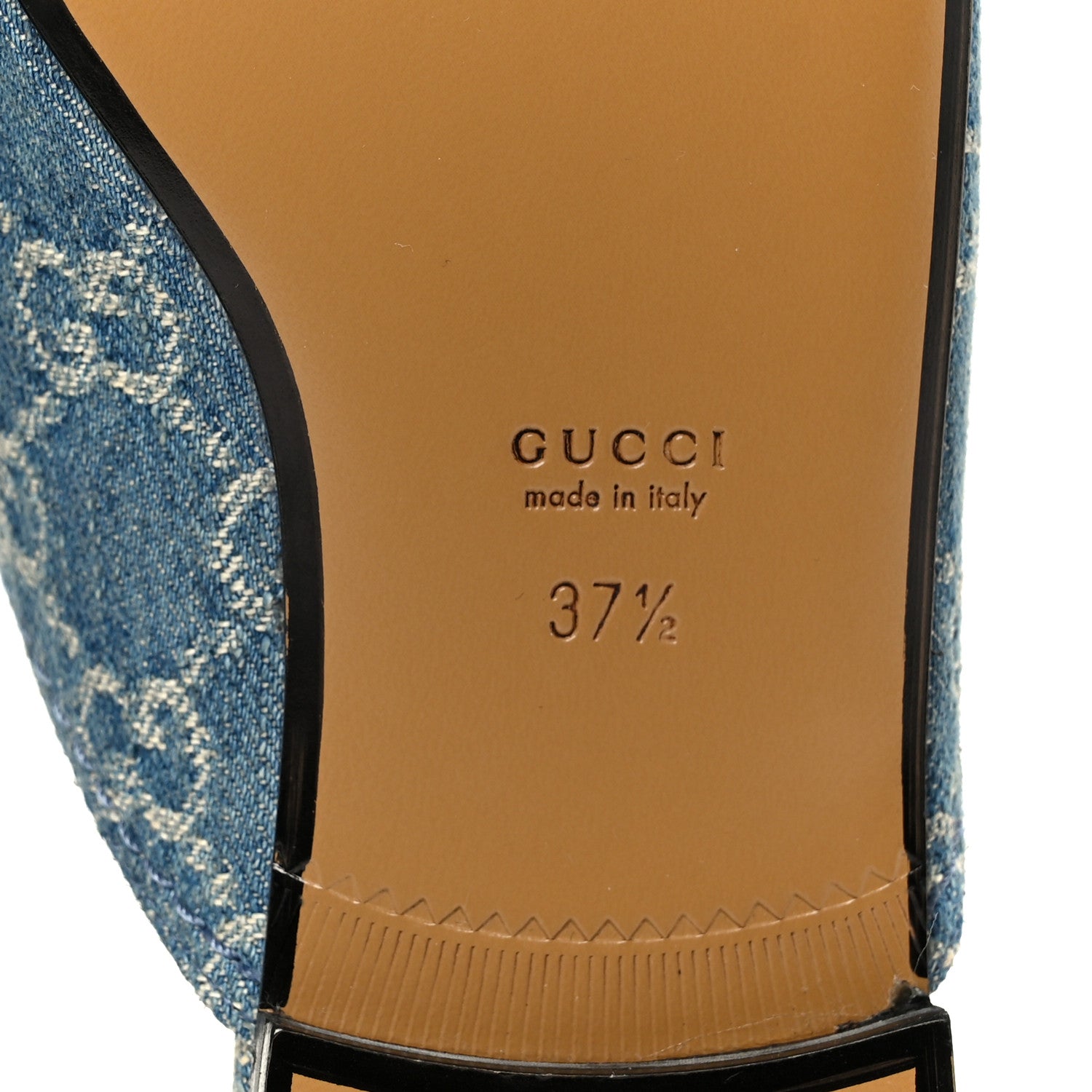 Gucci New Denim GG Malaga Kid Womens Princetown Slippers 37.5 Light Blue Royale 8 of 10