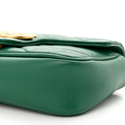 Gucci Calfskin Matelasse Super Mini GG Marmont Shoulder Bag Emerald Green 10 of 14