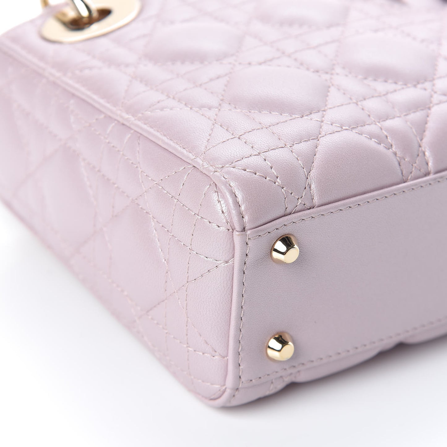 Metallic Lambskin Cannage Mini Lady Dior Lotus