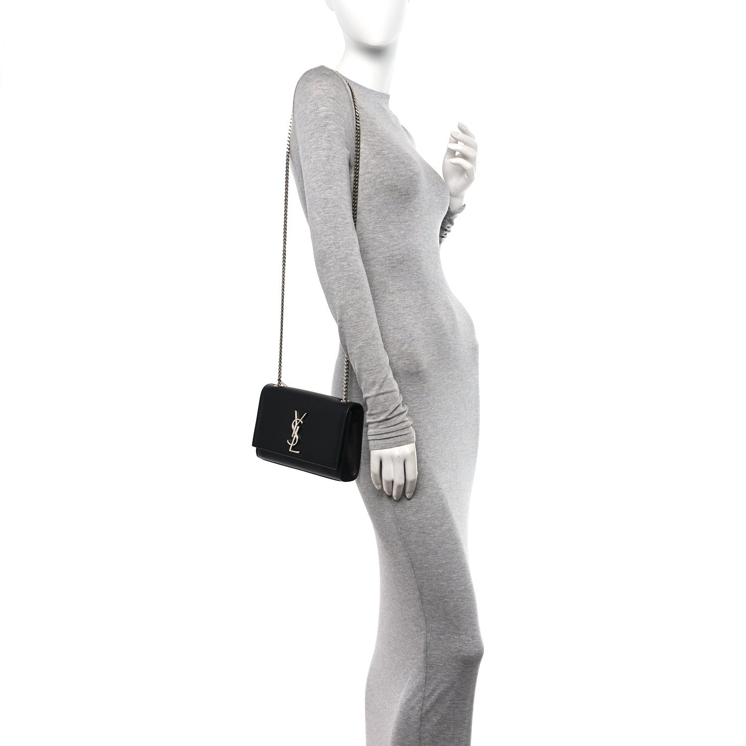 Saint Laurent Grain De Poudre Small Monogram Kate Satchel Black 2 of 9