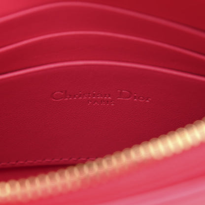 Christian Dior Calfskin Cannage Caro Zipped Pouch With Chain Warm Fuchsia 5 of 9
