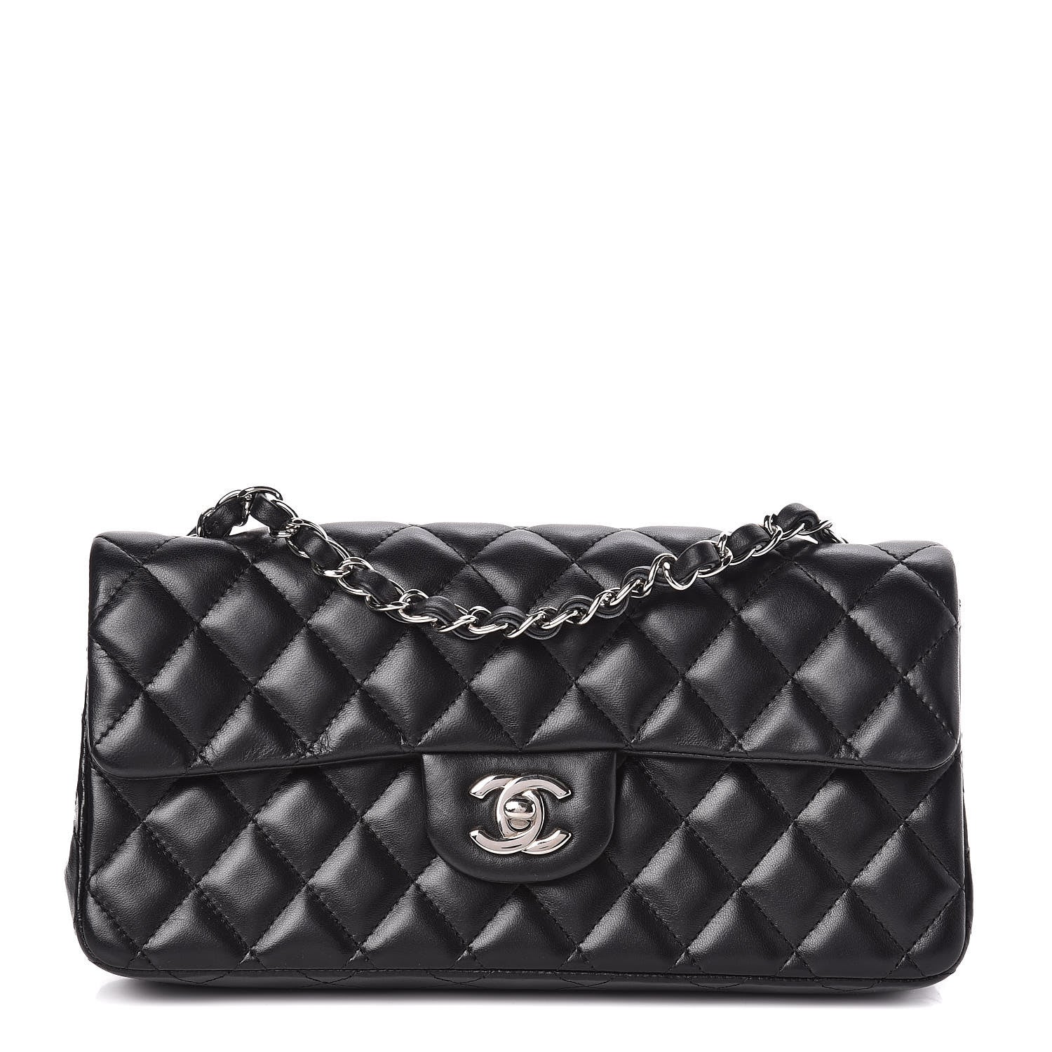 Chanel Lambskin Quilted East West Flap Black 1 of 12