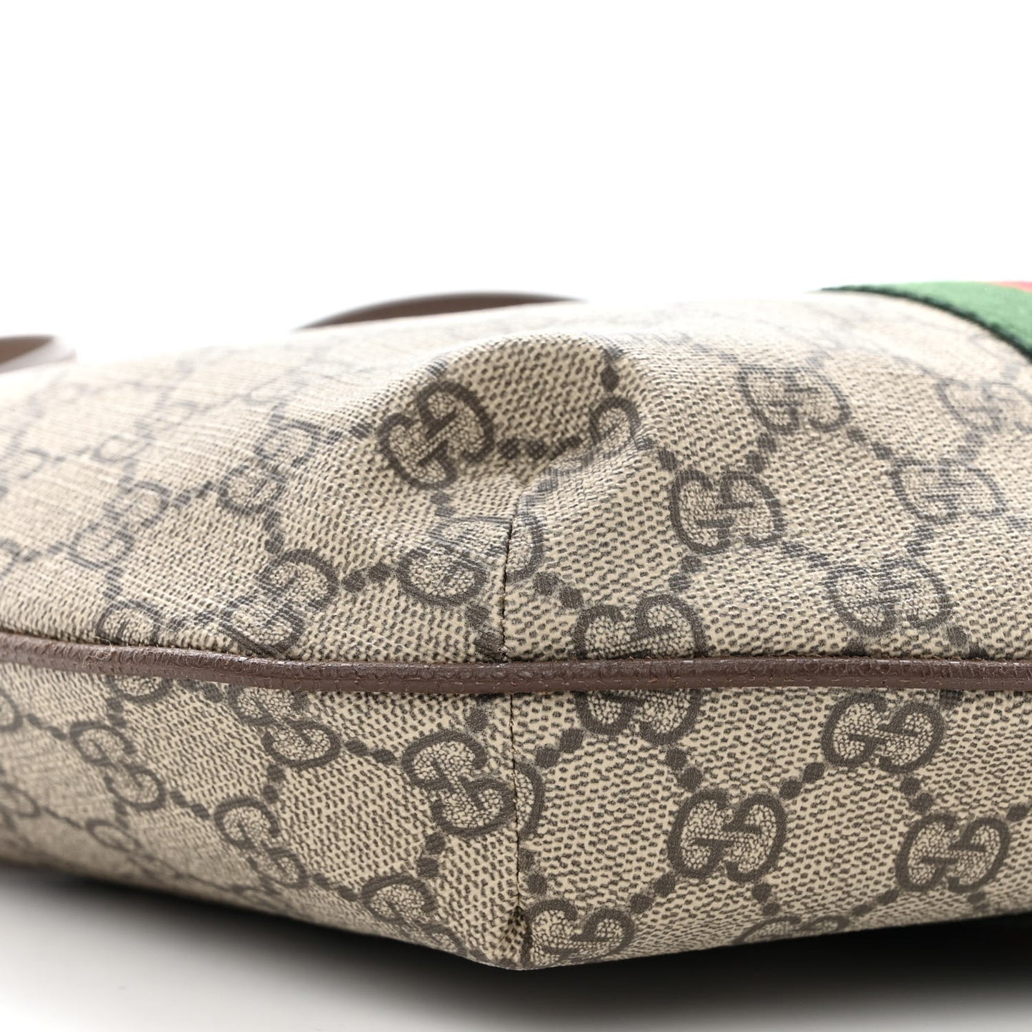 GG Supreme Monogram Web Small Ophidia Half Moon Hobo Brown
