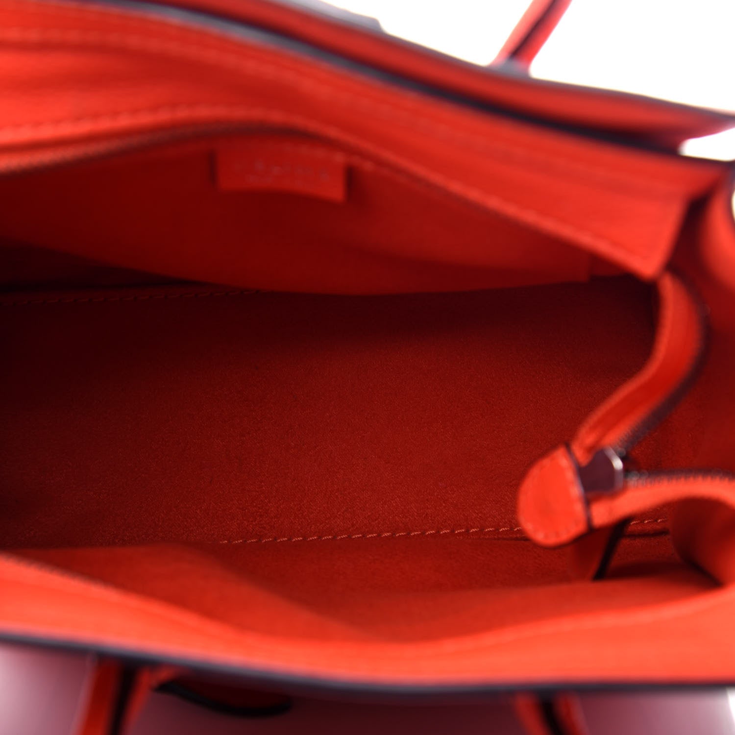Celine Drummed Calfskin Nano Luggage Vermillion 6 of 11