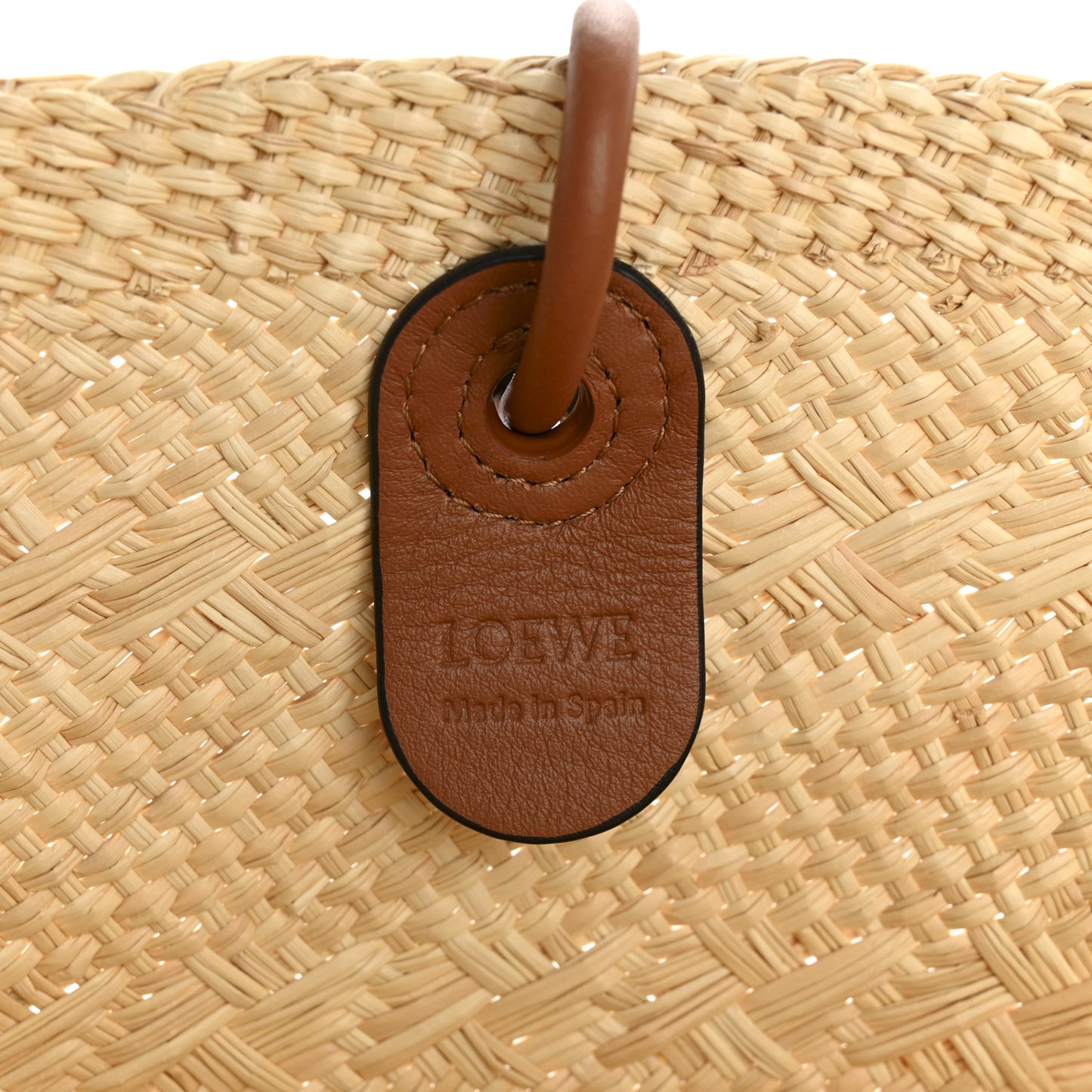 Calfskin Raffia Paulas Ibiza Medium Anagram Basket Tote Bag Natural Tan