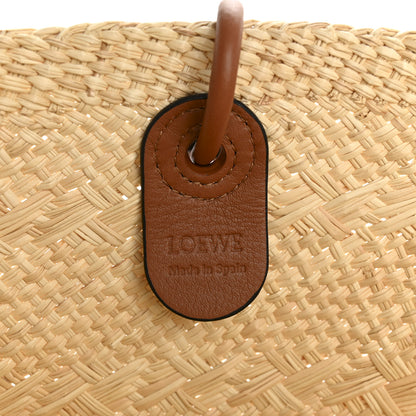 Loewe Calfskin Raffia Paulas Ibiza Medium Anagram Basket Tote Bag Natural Tan 6 of 11