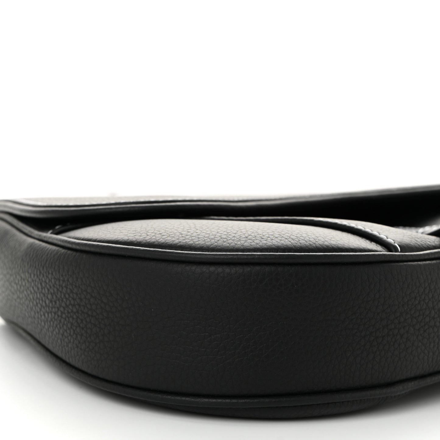 Grained Calfskin Mens Saddle Bag Black
