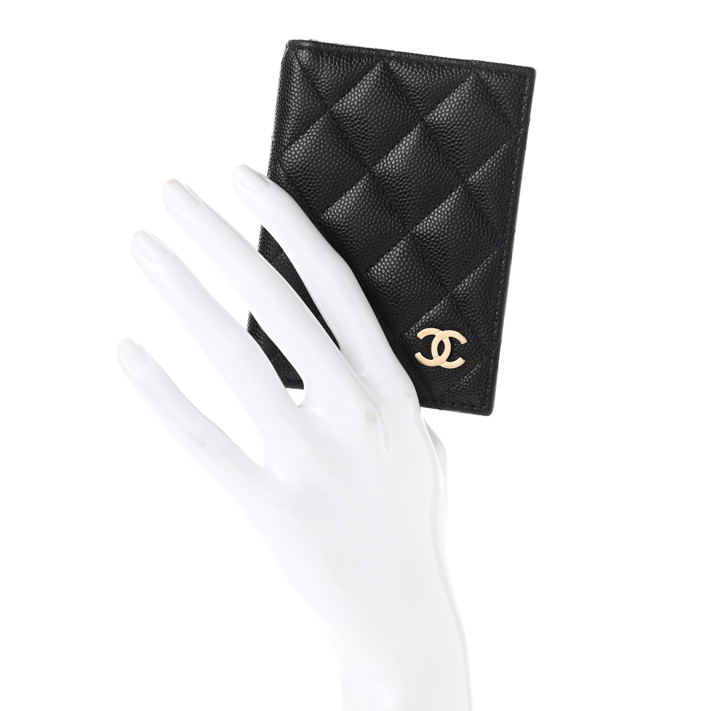 Caviar Quilted Card Holder Wallet Black