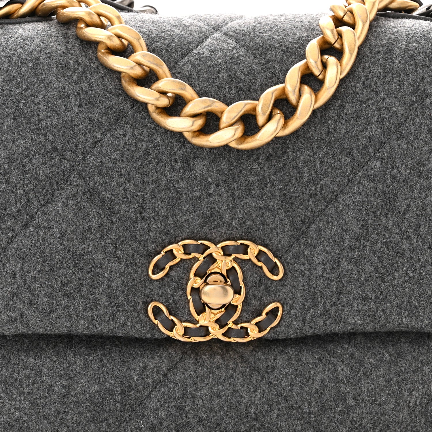 Chanel Wool Quilted Large Chanel 19 Flap Grey 8 of 10