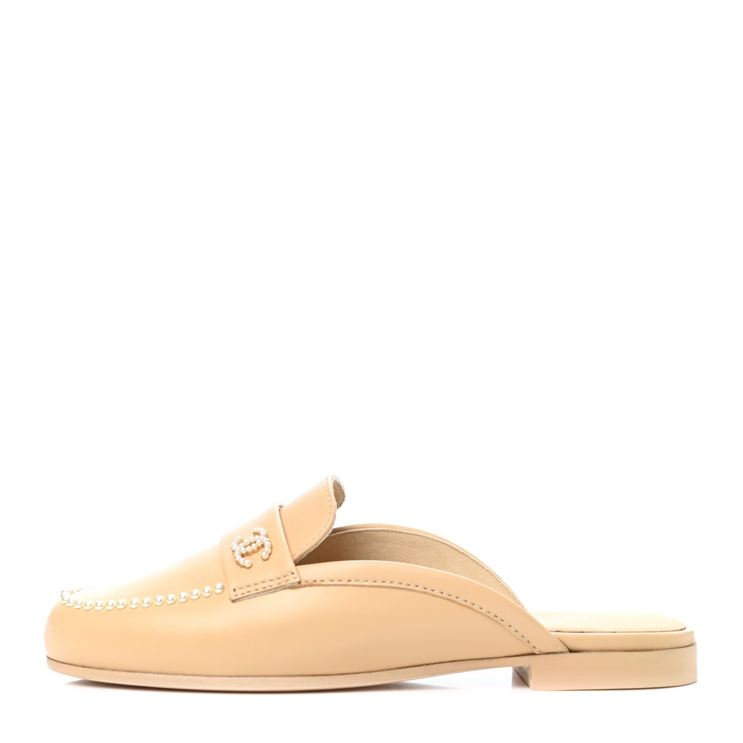 Lambskin Pearl CC Mules 36 Beige