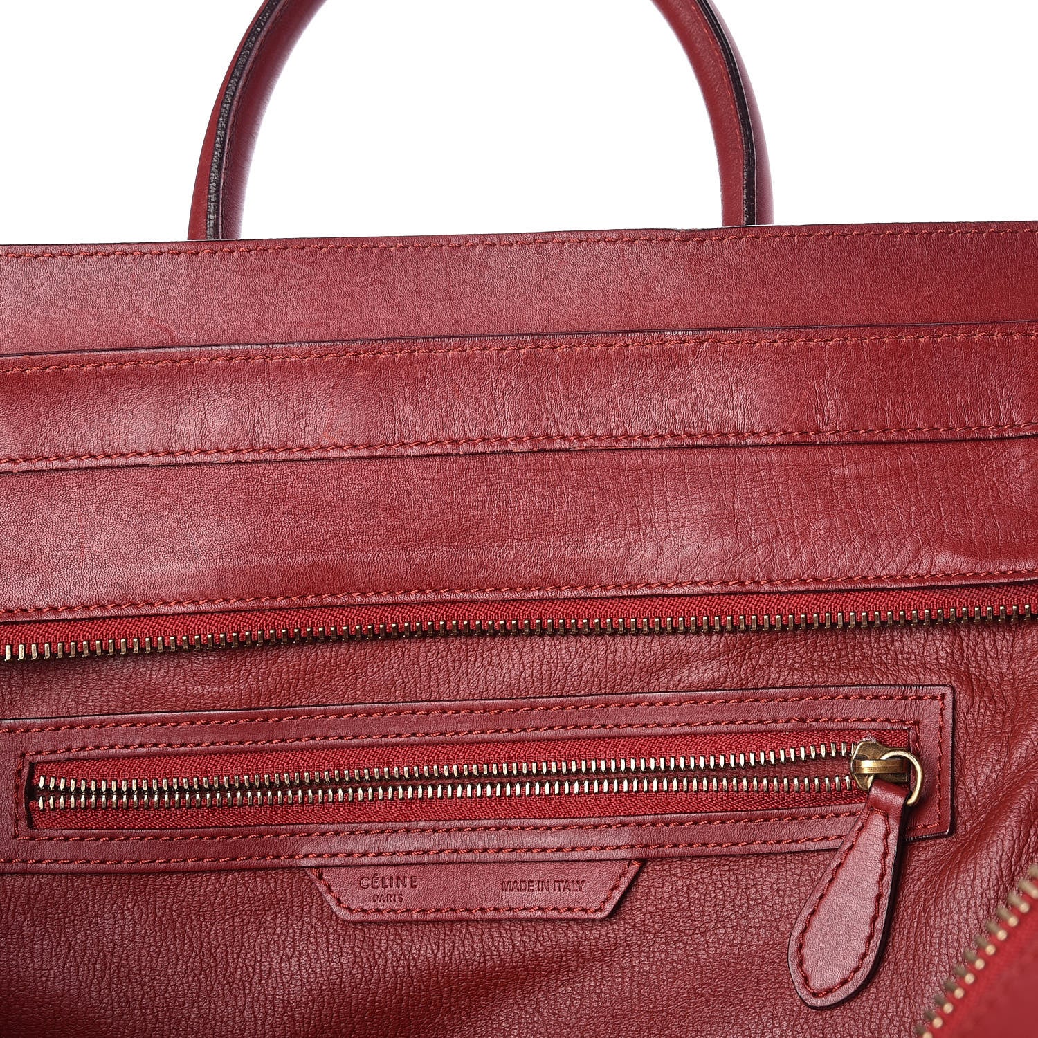 Celine Smooth Calfskin Mini Luggage Red 7 of 9