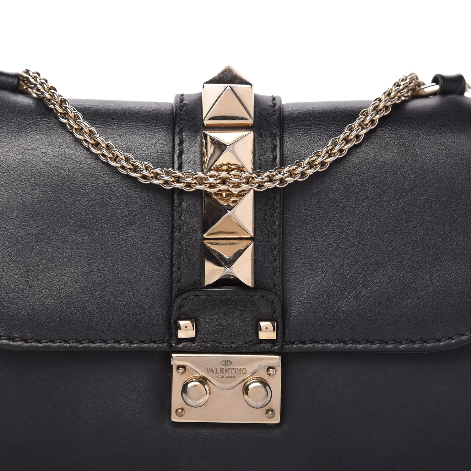 Valentino Garavani Vitello Small Glam Lock Rockstud Flap Black 9 of 9