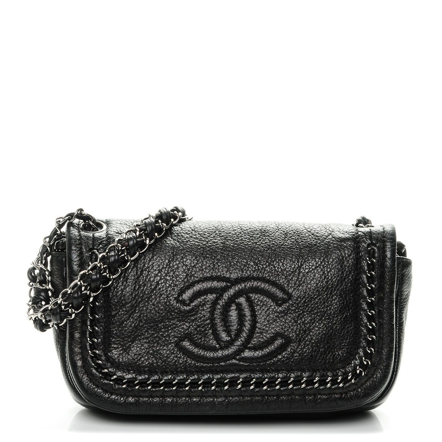 Deerskin Small Luxe Ligne Flap Black