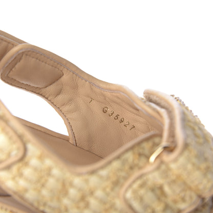 Chanel Braided Fabric Velcro Dad Sandals 41 Beige 10 of 11