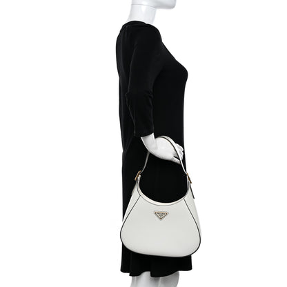 Prada Box Calfskin Shoulder Bag White Black 2 of 10